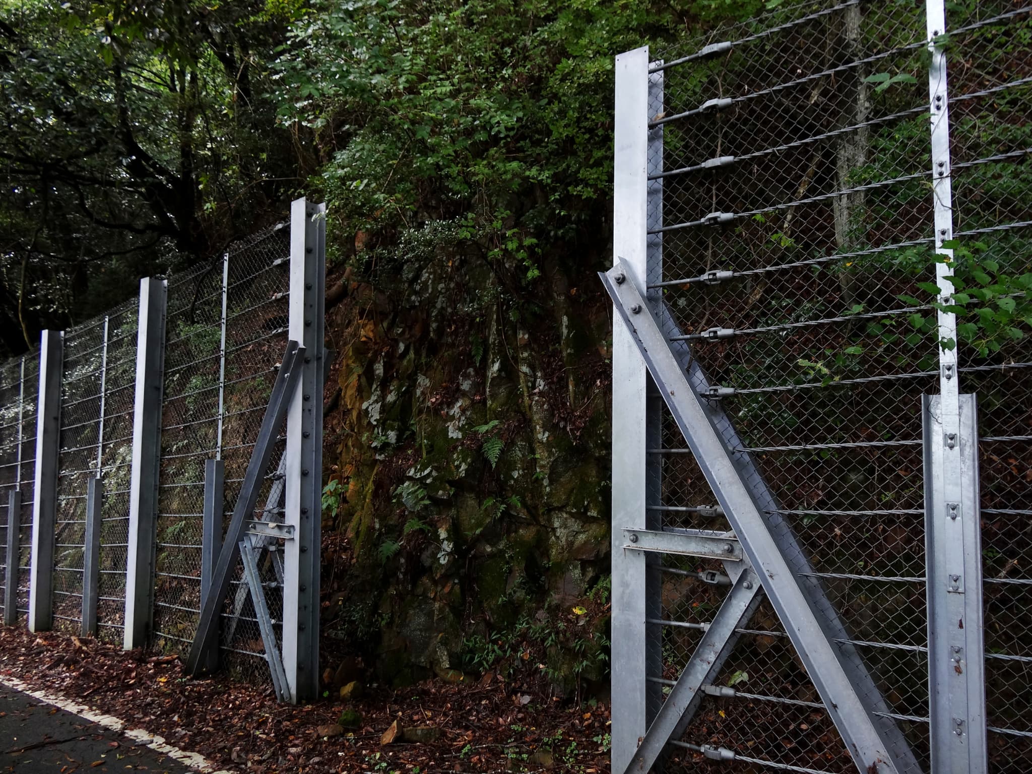 山道の落石防止柵